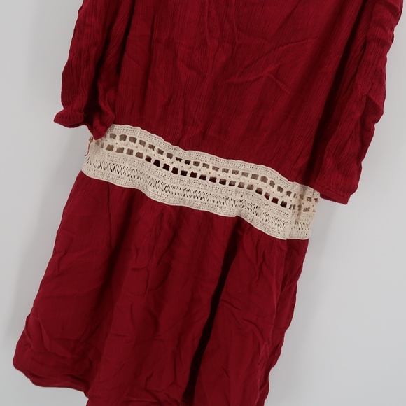 Willy Jay's Red Cold Shoulder Embroidered Dress - Picture 2 of 6